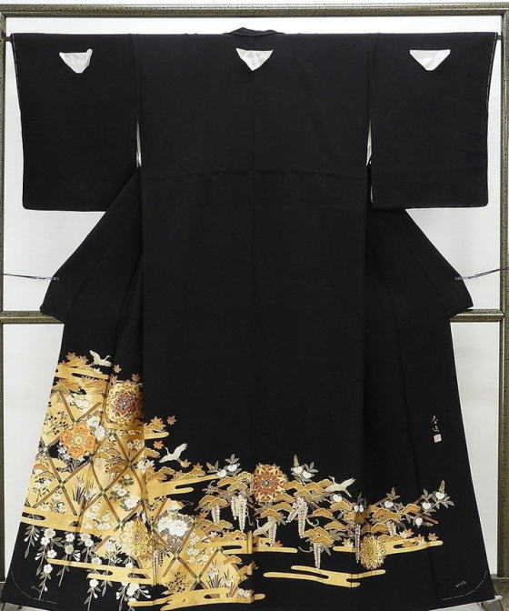 正絹最高級、甲斐泰造作金彩/螺鈿黒留袖、往復送料無料又は、着付け無料：￥44,000【TRN-1012】